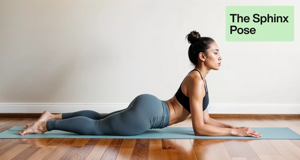 a young women doing the sphnix pose